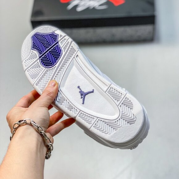 Men's White Mid Sneakers Shoes -Jordan 4 Retro Purple Metallic - Picture 6 of 6